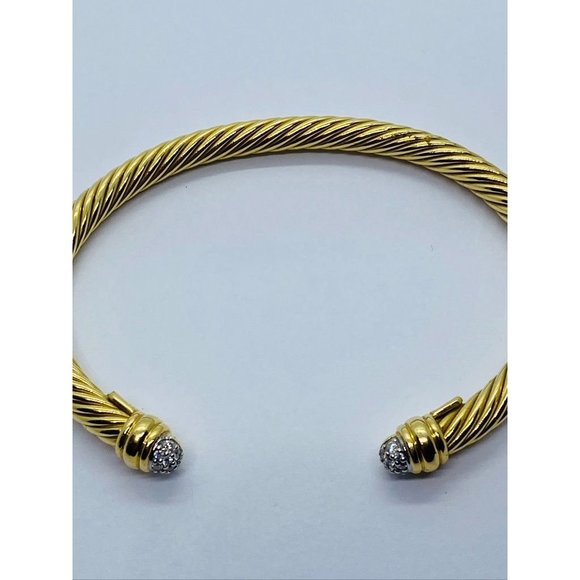SOLD!!! DAVID YURMAN 18K YELLOW GOLD AND DIAMOND CLASSIC CABLE BANGLE - Picture 2 of 11